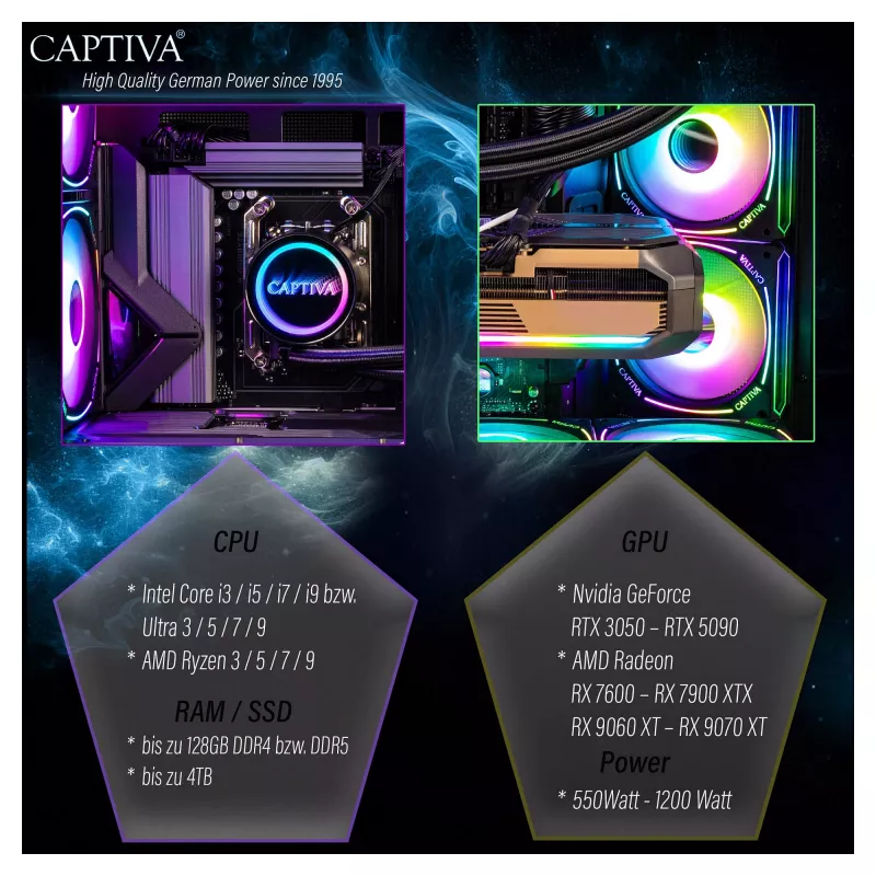 CAPTIVA PC gaming I10-2668 Intel Core Ultra 7 270K Plus, 32GB RAM DDR5, 1TB SSD M.2, NVIDIA GeForce RTX 5070 Ti 16GB, Z890, Windows 11 Home