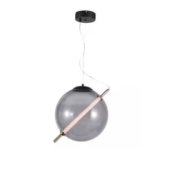 Cara Lámpara colgante 20cm con cristal ahumado y estructura de metal negro, E27, regulable