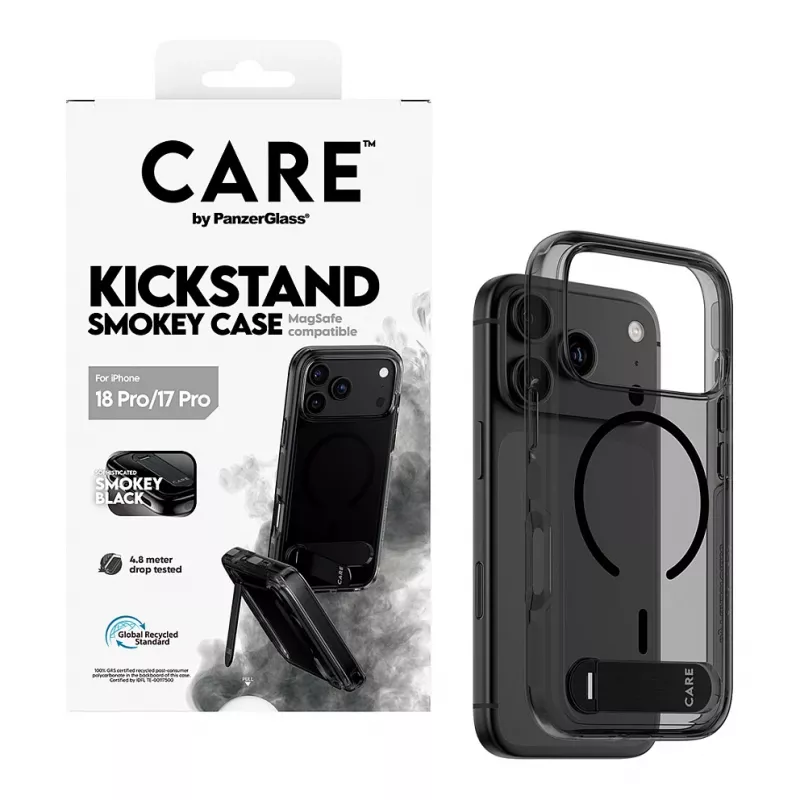 CARE by PanzerGlass funda con soporte Smokey Black MagSafe para iPhone 17 Pro