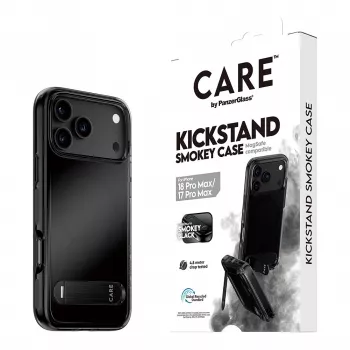 CARE by PanzerGlass Kickstand funda Smokey con negro MagSafe para iPhone 17 Pro Max