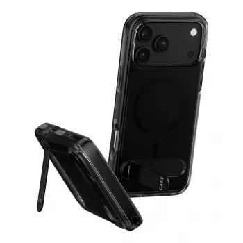 CARE by PanzerGlass Kickstand funda Smokey con negro MagSafe para iPhone 17 Pro Max
