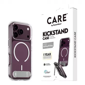 CARE by PanzerGlass Kickstand funda transparente con MagSafe blanco para iPhone 17 Pro