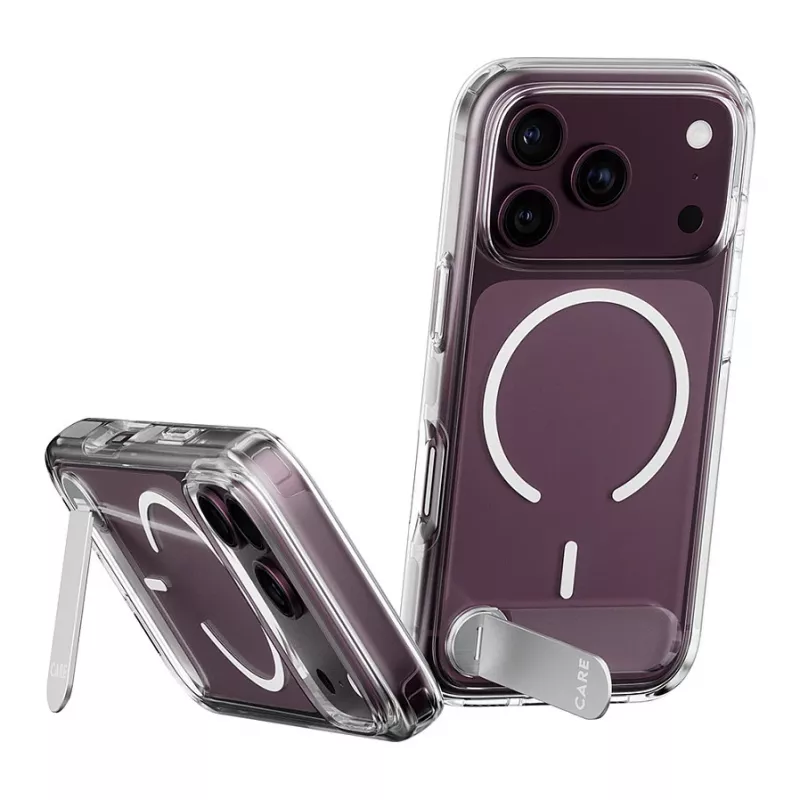 CARE by PanzerGlass Kickstand funda transparente con MagSafe blanco para iPhone 17 Pro