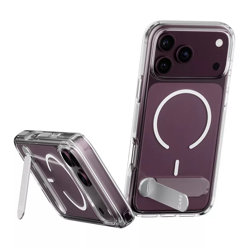 CARE by PanzerGlass Kickstand funda transparente con MagSafe blanco para iPhone 17 Pro Max