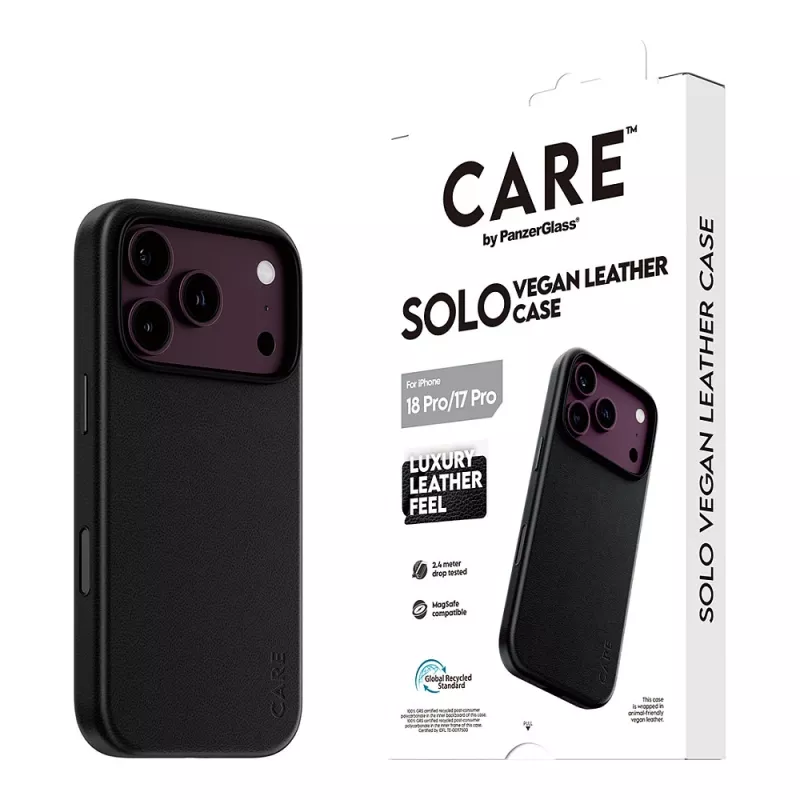 CARE by PanzerGlass Solo funda de piel vegana negra con MagSafe para iPhone 17 Pro