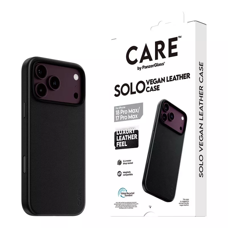 CARE by PanzerGlass Solo funda de piel vegana con MagSafe para iPhone 17 Pro Max - negra
