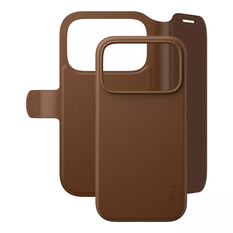 CARE by PanzerGlass Tango funda cartera 2 en 1 marrón con MagSafe para iPhone 17 Pro