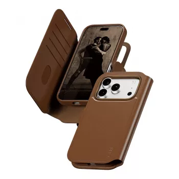 CARE by PanzerGlass Tango funda cartera 2 en 1 marrón con MagSafe para iPhone 17 Pro
