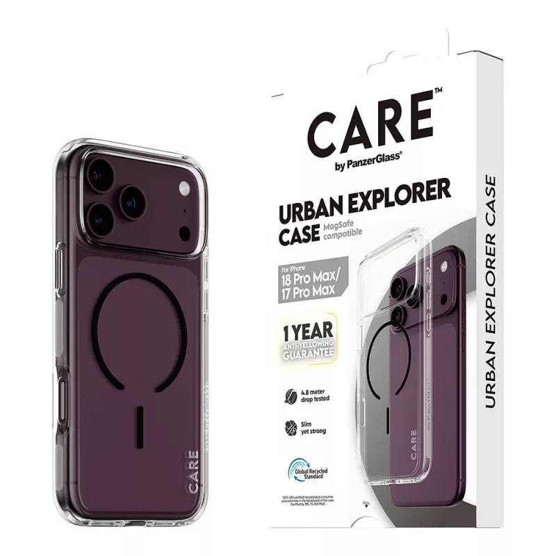 CARE by PanzerGlass Urban Explorer funda transparente con MagSafe negro para iPhone 17 Pro Max
