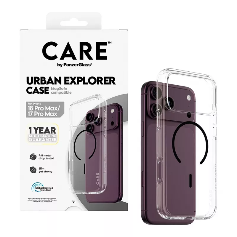 CARE by PanzerGlass Urban Explorer funda transparente con MagSafe negro para iPhone 17 Pro Max
