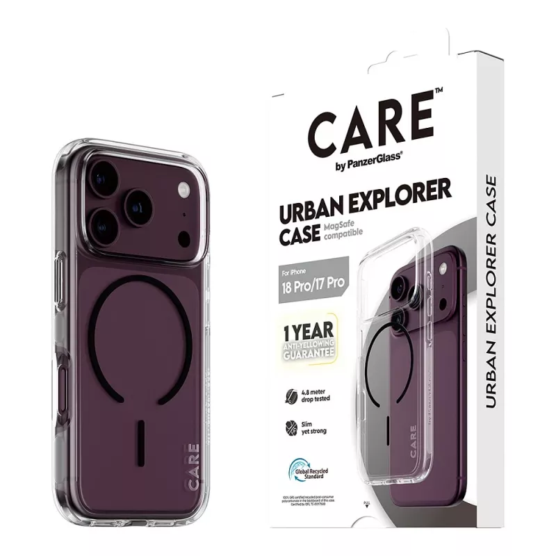 CARE by PanzerGlass Urban Explorer funda transparente con MagSafe negro iPhone 17 Pro