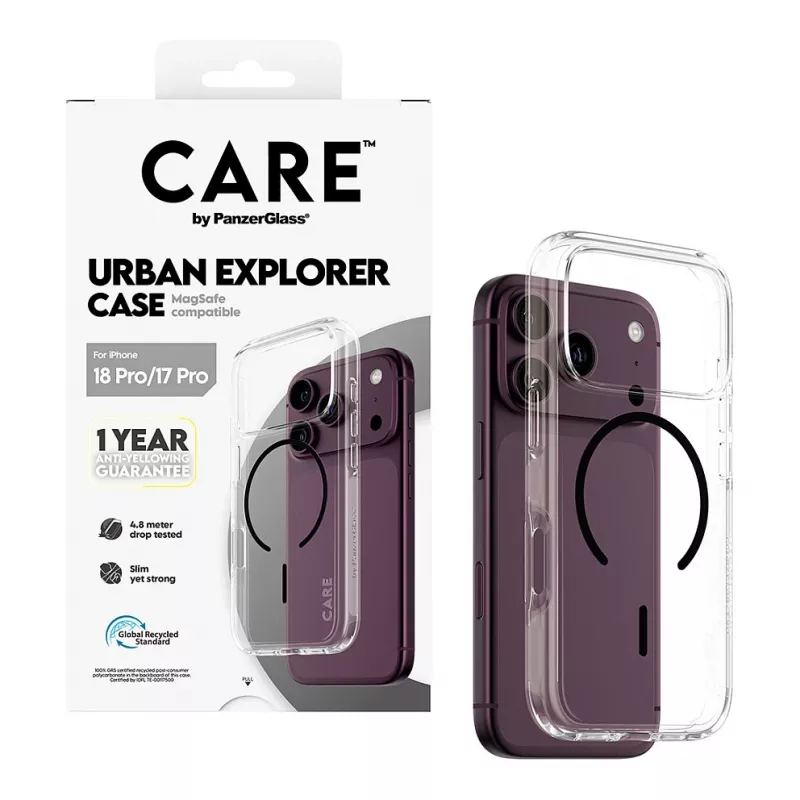 CARE by PanzerGlass Urban Explorer funda transparente con MagSafe negro iPhone 17 Pro