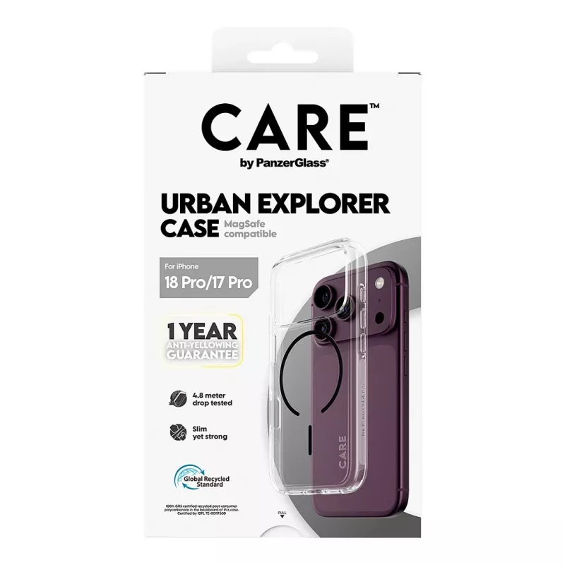 CARE by PanzerGlass Urban Explorer funda transparente con MagSafe negro iPhone 17 Pro