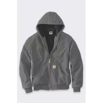 Carhartt Iconic Jacket J140 Firm Duck Active - Chaqueta de trabajo para hombre con forro de franela acolchado, repelente al agua, Original Fit