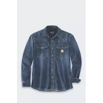 Carhartt WIP Montana Denim Relaxed LS Shirt Wyatt - camisa de denim de manga larga para hombre