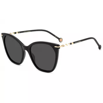 Carolina Herrera HER0091S807 Mujer Gafas de sol Cat-Eye - Montura de acetato negra, lentes de policarbonato grises, protección UV400