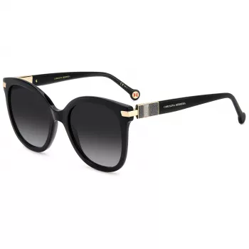 CAROLINA HERRERA HER0134S807 Gafas de sol de mujer - Montura de acetato negra, lentes de policarbonato grises, 55/21/145 mm