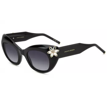 CAROLINA HERRERA Gafas de sol Cat-Eye de mujer HER0215S807 - Montura acetato negra, lentes policarbonato grises, 50 mm