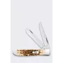 Case Mini Trapper SS Amber Bone Cuchillo - Cuchillo de bolsillo de 2 hojas, Acero inoxidable Tru-Sharp, Mango de Amber Bone auténtico, Slipjoint, USA