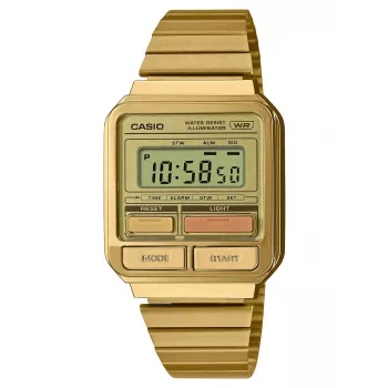 CASIO A120WEG-9AEF Reloj digital vintage para mujer, 33,5 mm, tono dorado
