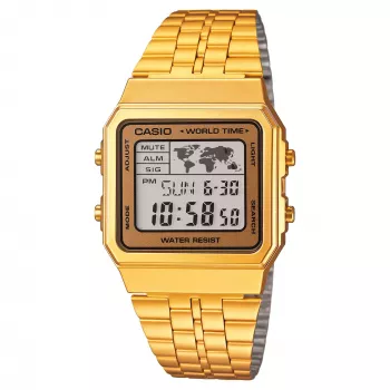 CASIO A500WGA-9 Reloj digital para hombre 39mm tono dorado acero inoxidable