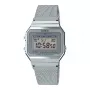 CASIO Reloj digital unisex A700WM-7A - 37,4 mm malla milanesa plateada
