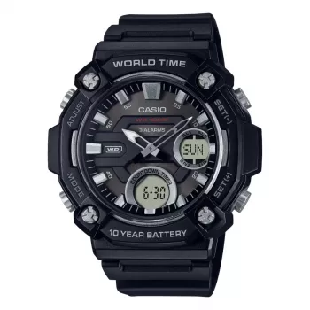 CASIO AEQ-120W-1A reloj hombre analógico-digital, 53,3 mm, resina negra