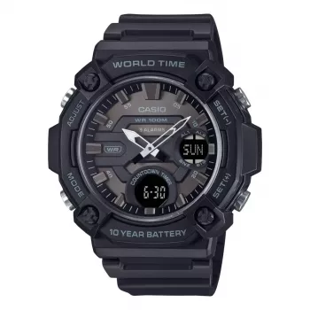 CASIO AEQ-120W-1B Reloj de cuarzo analógico-digital de hombre, 53,3 mm, resina negra