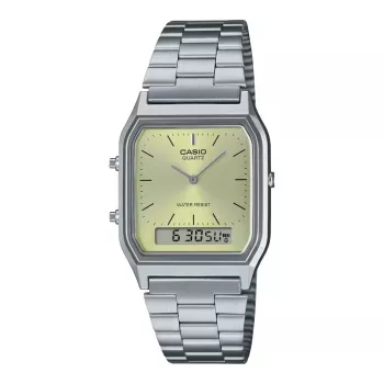 CASIO AQ-230A-9A reloj unisex analógico-digital, 38,8 mm tono oro acero inoxidable