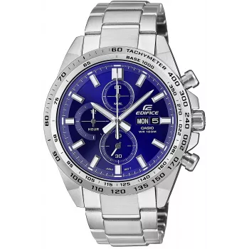 CASIO Edifice EFR-574D-2AVUEF reloj de hombre analógico de cuarzo, 42,3 mm, esfera azul, brazalete de acero inoxidable