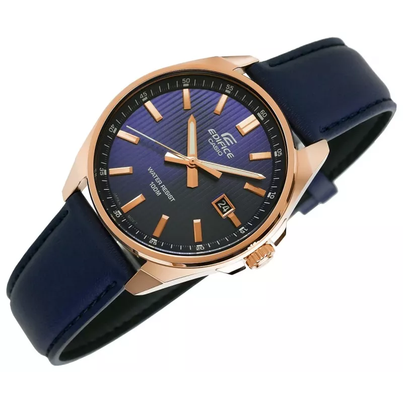 Casio Edifice EFV-150CL-2AVUEF reloj de hombre con esfera azul y correa de piel marrón
