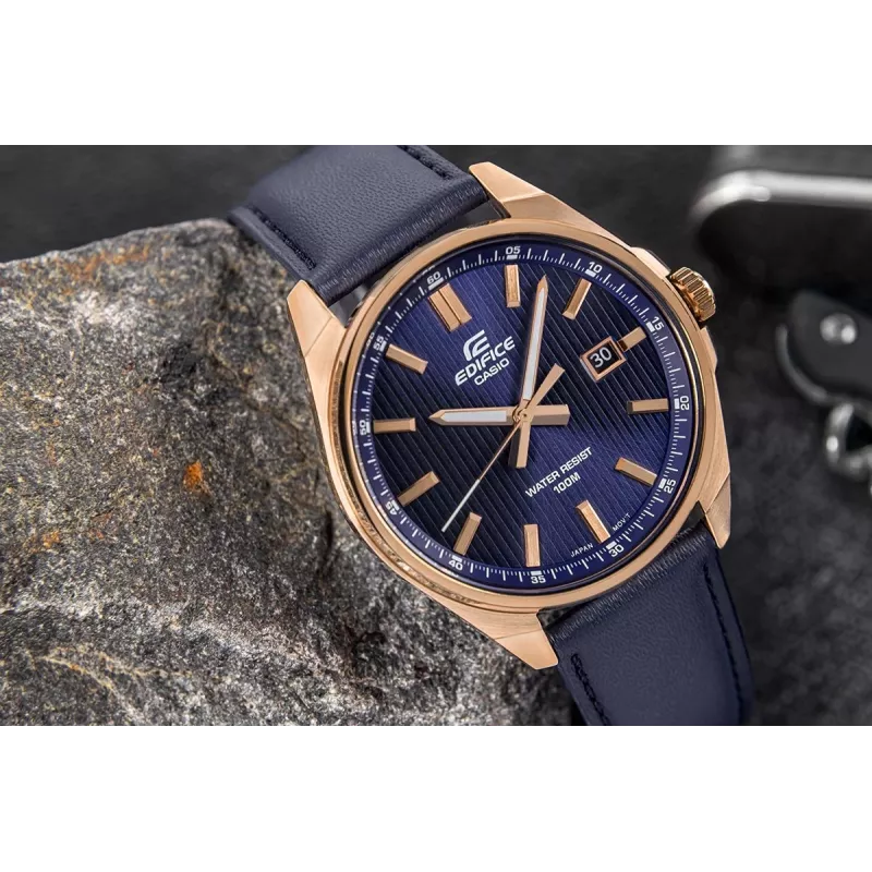 Casio Edifice EFV-150CL-2AVUEF reloj de hombre con esfera azul y correa de piel marrón