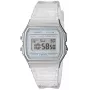 Casio F-91WS-7DF reloj digital – caja de resina blanca transparente, unisex, cuarzo, retroiluminación LED, resistente al agua hasta 3 ATM