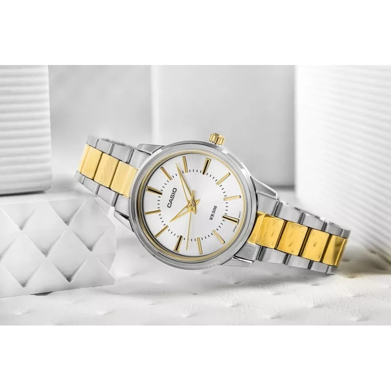 CASIO LTP-1303SG-7AVDF reloj de mujer analógico de cuarzo con brazalete de acero inoxidable y indicador de fecha