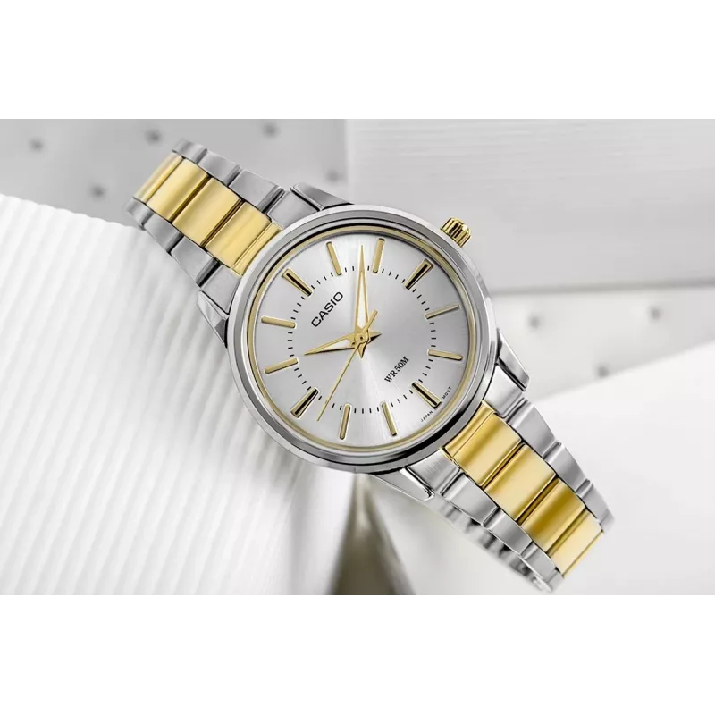CASIO LTP-1303SG-7AVDF reloj de mujer analógico de cuarzo con brazalete de acero inoxidable y indicador de fecha