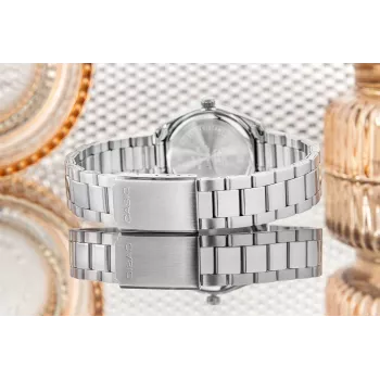 CASIO LTP1302PD7A1V Reloj unisex analógico de cuarzo, acero inoxidable plateado, 34,5 x 30,2 x 8,7 mm
