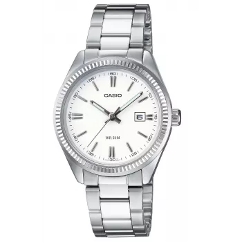 CASIO LTP1302PD7A1V Reloj unisex analógico de cuarzo, acero inoxidable plateado, 34,5 x 30,2 x 8,7 mm