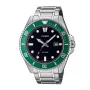 Casio MDV-107D-3AVEF Reloj analógico de cuarzo para hombre con esfera verde y correa de acero inoxidable, 200m de resistencia al agua