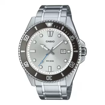 CASIO MDV107D7AVDF Reloj de buceo para hombre 44,2 mm acero inoxidable esfera blanca