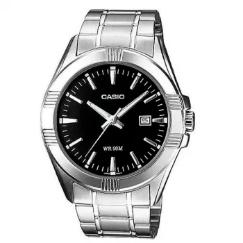 CASIO Reloj analógico de hombre MTP-1308D-1A Pulsera de acero inoxidable 43,8 mm esfera negra