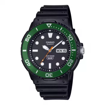 CASIO MRW-230H-1E3 Reloj hombre cuarzo analógico con esfera negra y correa de resina negra, caja de 47,9 mm