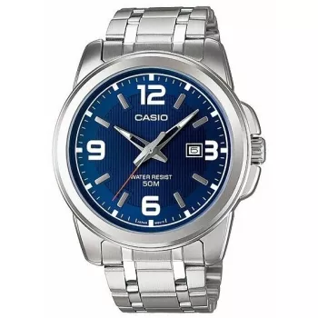 Casio MTP-1314D-2AVEF Reloj de cuarzo analógico para hombre, esfera azul, correa de acero inoxidable, resistencia al agua 50 m