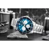 Casio MTP-1374D-2A3 reloj de hombre analógico de cuarzo con brazalete de acero inoxidable, esfera azul, indicador de día y fecha, 50m resistencia al agua