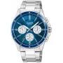 Casio MTP-1374D-2A3 reloj de hombre analógico de cuarzo con brazalete de acero inoxidable, esfera azul, indicador de día y fecha, 50m resistencia al agua