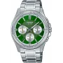 Reloj de cuarzo analógico de hombre Casio MTP-1375D-3A esfera verde plata acero inoxidable