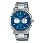 CASIO MTP-E335D-2E1VD reloj de hombre analógico de cuarzo, esfera azul, brazalete de acero inoxidable, 47,6mm
