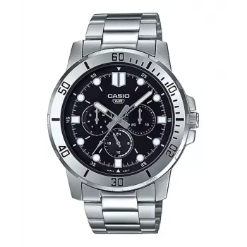 CASIO MTP-VD300D-1E reloj hombre analógico de cuarzo de acero inoxidable 45 mm esfera negra