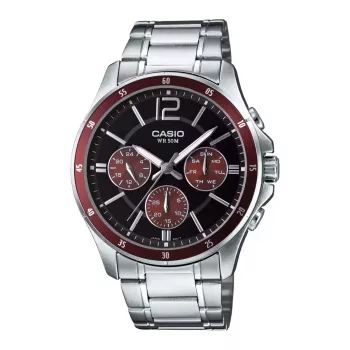 CASIO MTP1374D5AVDF Reloj de hombre analógico de cuarzo Acero inoxidable Esfera marrón Plateado 43,5mm