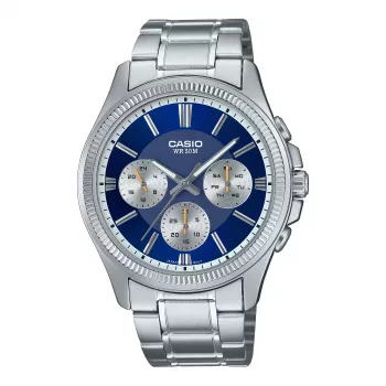 CASIO MTP1375PD2A1V Reloj analógico de cuarzo para hombre 43,8 mm acero inoxidable esfera azul