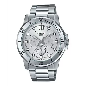 CASIO MTPVD300D-7EUD Reloj de hombre analógico de cuarzo 45mm Acero inoxidable Esfera plateada